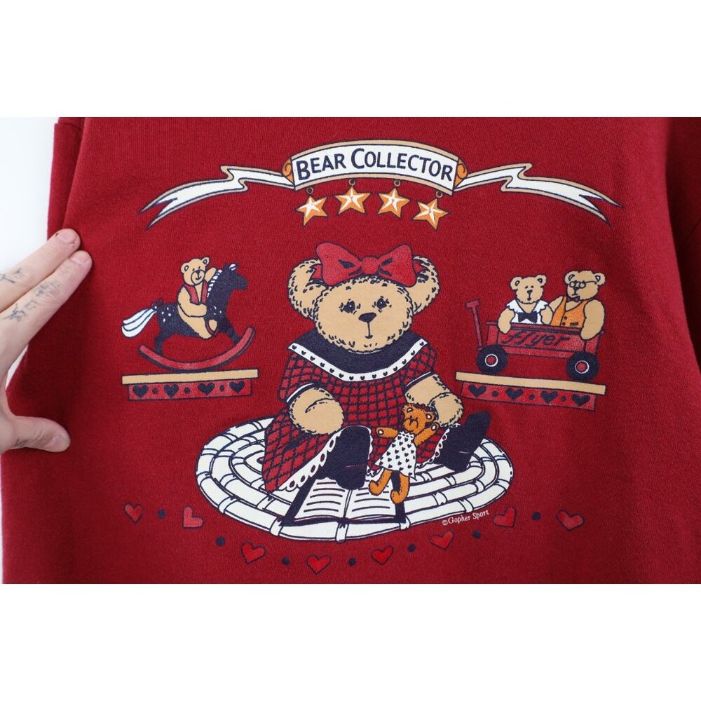 Vintage 90s Streetwear Womens Medium Faded Heart Bear Turtleneck Sweatshirt USA - Picture 4 of 15